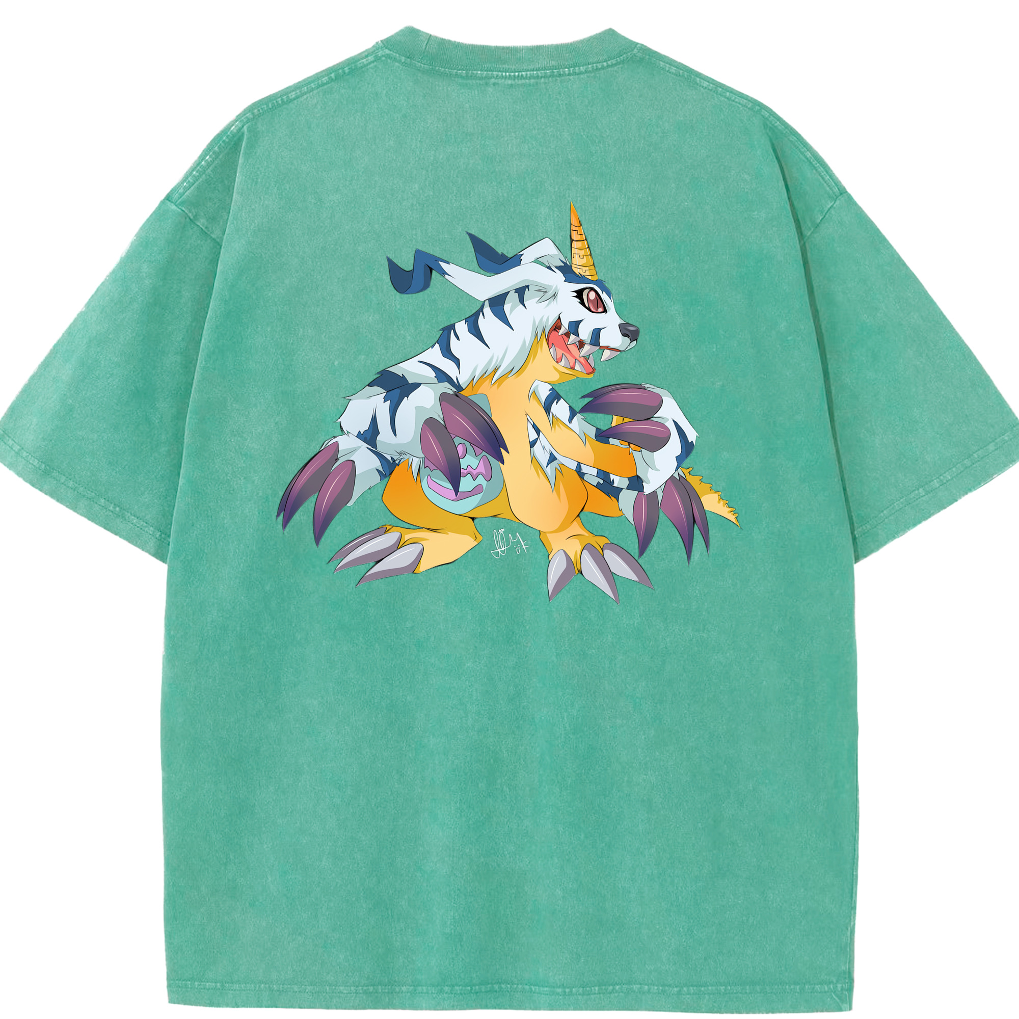 （画像用） Digimon デジタルモンスター/デジモン 綿100% ヴィンテージ風 半袖Tシャツ（背面プリント）